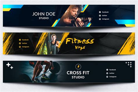 Fitness And Gym Youtube Banner Youtube Banner Design Gym Youtube