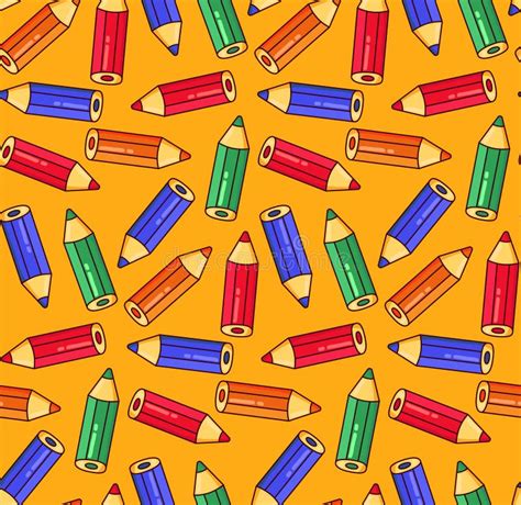 Colorful Pencils Seamless Vector Pattern Stock Vector Illustration Of