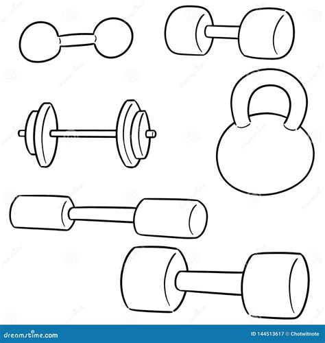 Vector Set Of Dumbbell Stock Vector Illustration Of Drawn 144513617