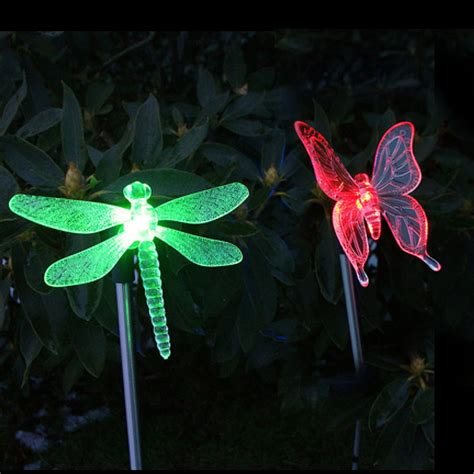 2 Pack Led Solar Garden Stake Light Multi Color Changing Butterfly