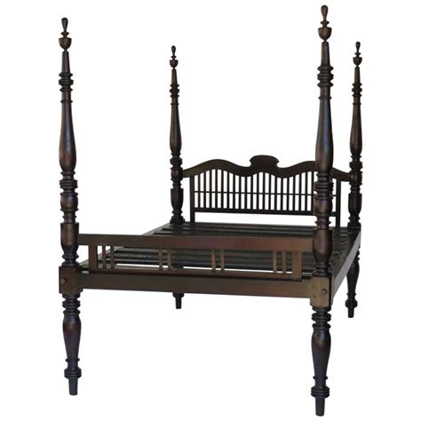Victorian Mahogany Four Poster Bed Large Size With Sunburst Canopy At