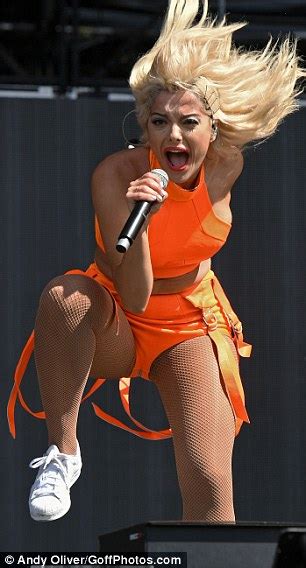 Bebe Rexha Performs At V Festival In Tangerine Hot Pants And Hoody For