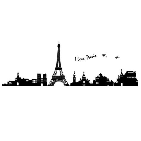 2 Pieceloti Love Paris Wall Sticker Eiffel Tower Home Decor Black