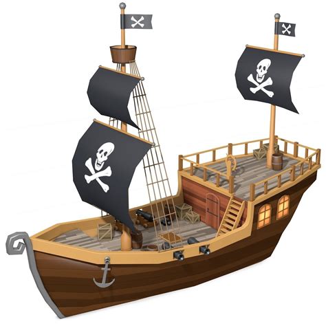 3d Model Low Poly Pirate Ship Vr Ar Low Poly Cgtrader