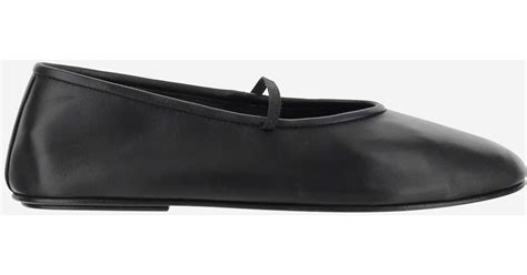 The Row Ballet Leather Flats In Black Lyst