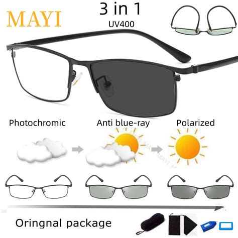 2 In 1 Photochromic Computer Anti Radiation Sunglasses Polarized Uv400