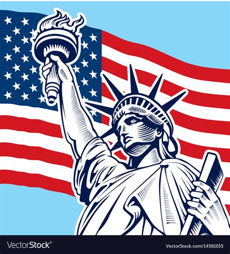 Statue Of Liberty Usa Flag Royalty Free Vector Image