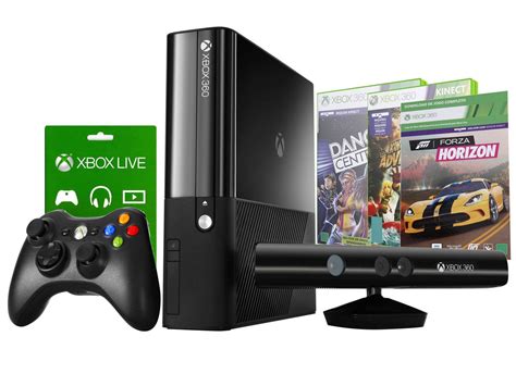 Console Xbox 360 250gb Com Kinect 1 Controle 3 Jogos Microsoft Xbox