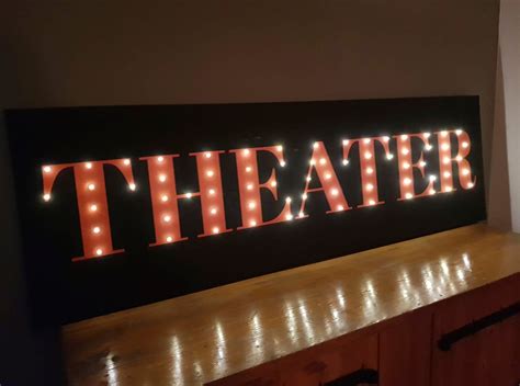Huge Theater Sign Home Theater Decor Light Up Theater Sign Etsy