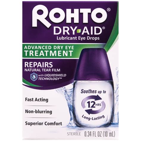 Rohto Dry Aid Dry Eye Relief Lubricant Eye Drops 34 Oz