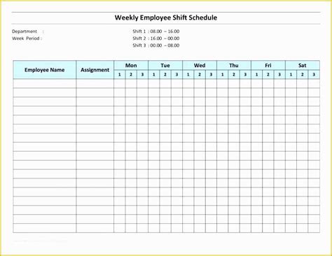 Monthly Shift Schedule Template Excel Free Of Blank Daily Weekly Work