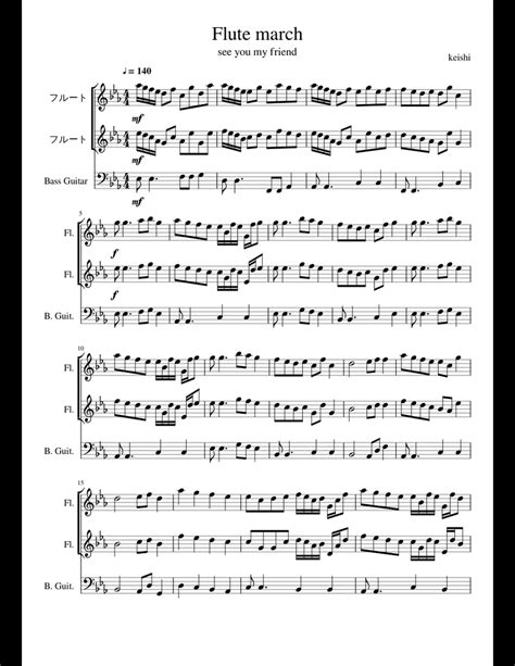 Flute March Sheet Music For Flute Bass Download Free In Pdf Or Midi