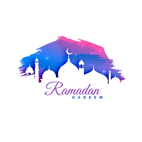 Ramadan Kareem Background With Mosque Silhouette And Watercolor