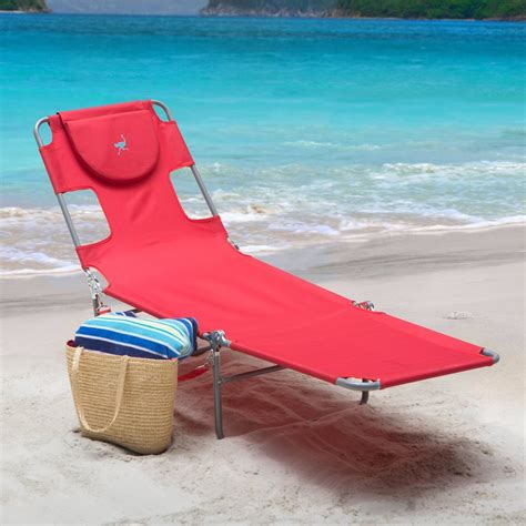 New Reclining Beach Sun Lounger Portable Chaise Folding Lounge Garden Chair Red Ebay