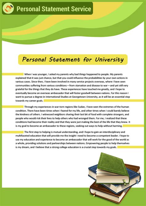 Dwell on your experiences, the challenges that you have overcome, and what people have influenced you the most. Professional Personal Statement for University Sample