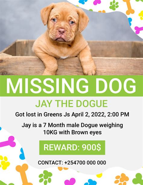 Missing Dog Flyer Template Postermywall