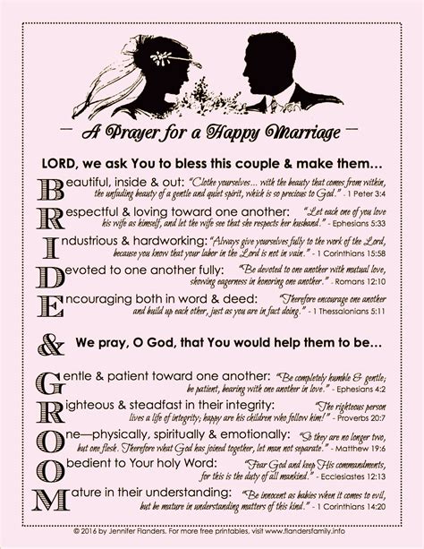 Prayer For A Happy Marriage Free Bandw Printable Sample Printed On Pink Colored Cardstock