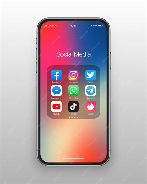 Premium Vector Smartphone Folder Social Media Icons Set
