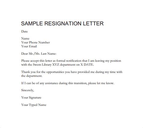 Free 47 Formal Resignation Letters Templates In Pdf Ms Word Pages