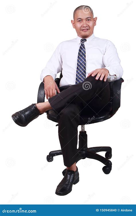 Businessman Sitting On Chair Isolated On White Stock Photo Image Of