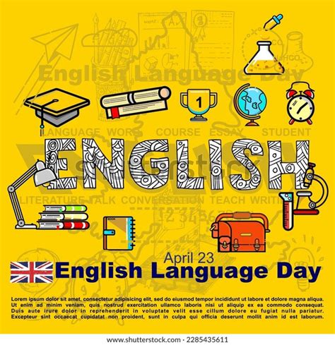 English Language Day Poster Banner Vector Stock Vector Royalty Free