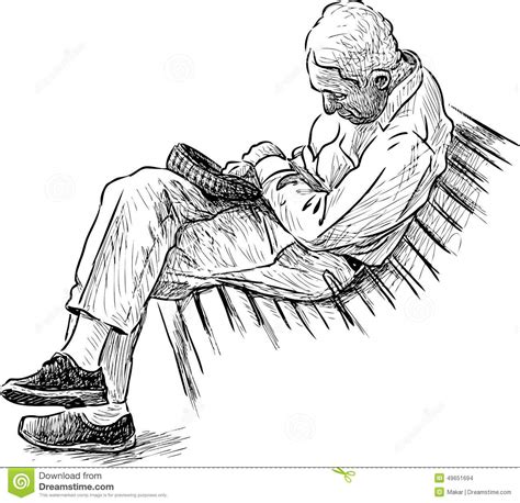 Senior Man Sleeping On Park Bench Stock Image