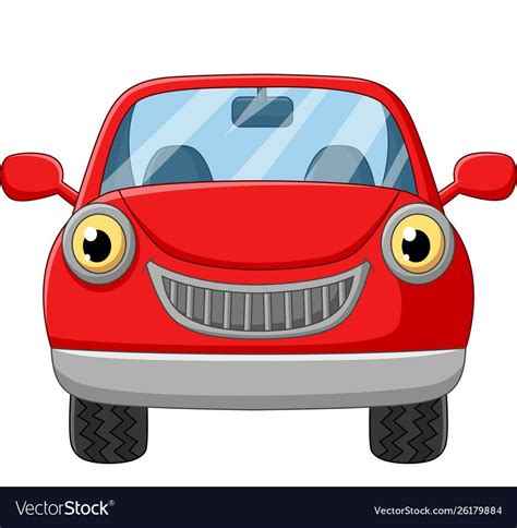Cartoon Red Car On White Background Vector Image On Vectorstock Red