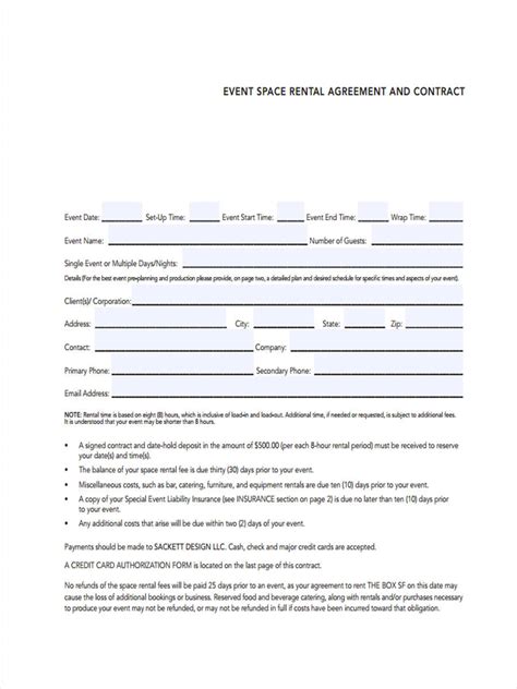 event agreement forms  sample  format