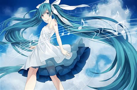 Hd Wallpaper Hatsune Miku Light Dress Smile Vocaloid Music Anime