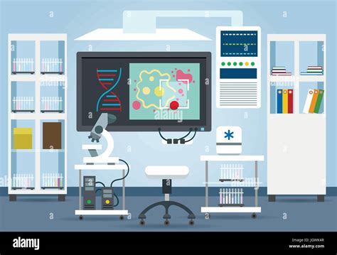 Biological Research Lab Interior Vector Illustration Science