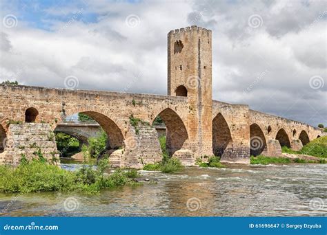 Medieval Stone Bridge In Frias Spain Stock Image Image Of