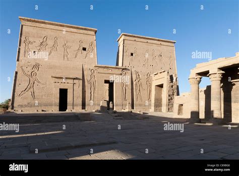 Pylons At Temple Of Isis At Philae Aglika Island Aswan Upper Egypt