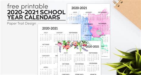 2020 2021 School Year Calendar Free Printable Paper