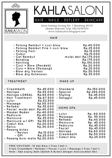 Contoh Price List Salon Imagesee