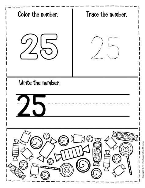 Preschool Worksheets Candy Counting Numbers 25 The Keeper Of The Memories