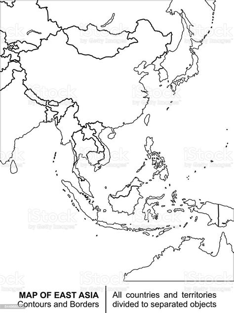 Contour East Asia Map Vektorgrafik Och Fler Bilder På Asien Asien
