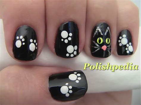 Black Cat Nail Art For Halloween Polishpedia Nail Art Nail Guide