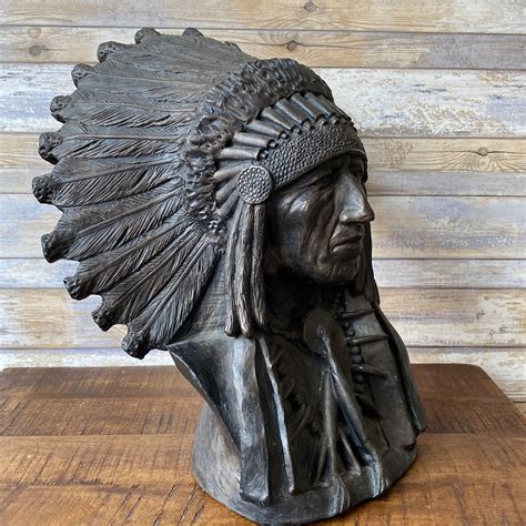 Vintage Bronze Ceramic Native American Indian Chief Bust Etsy
