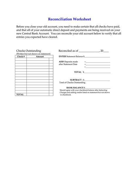 Reconciliation Worksheet Fill Out Sign Online DocHub