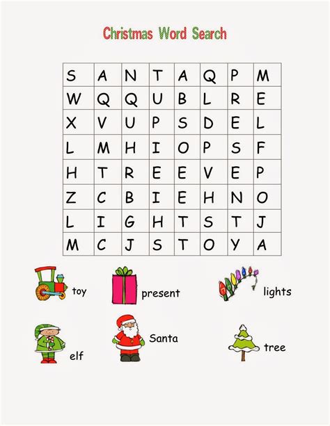 5 Christmas Word Search For Kids Easy