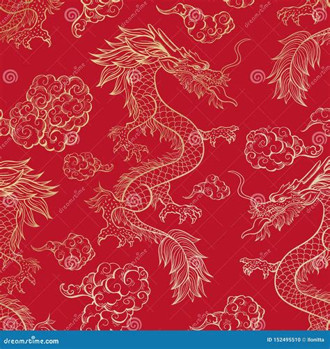 Seamless Chinese Dragon Pattern Stock Illustrations 2719 Seamless