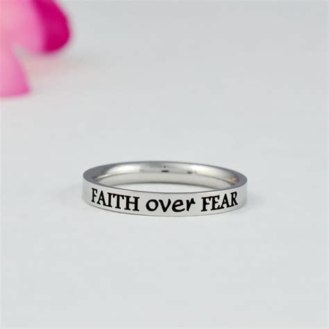 Faith Over Fear Dainty Stainless Steel Stacking Band Ring Etsy