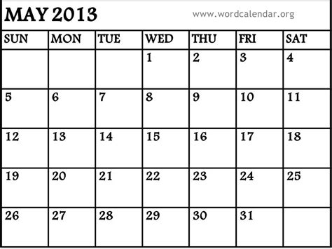 7 Best Images Of May 2013 Calendar Printable Template 2013 Printable