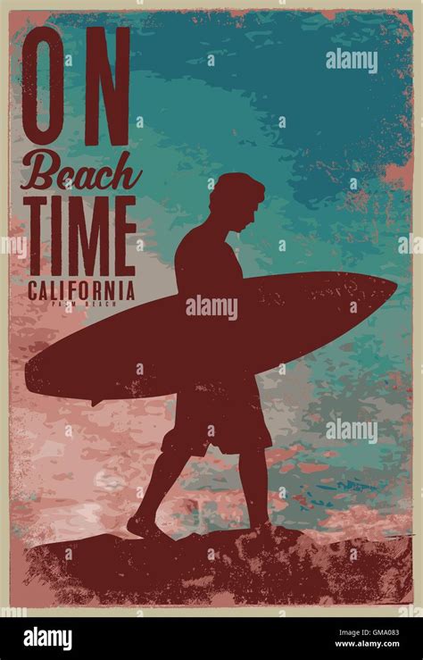Vintage Surfing Poster With Grunge Background This Artwork Can Be Used