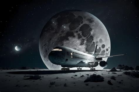 Premium Ai Image Airplane Or Aircraft Space Travel Moon As