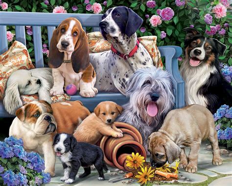 Dogs On A Bench Jigsaw Puzzle