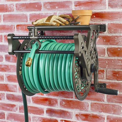 Liberty Garden 707 Decorative Wall Mount Garden Guide Hose Reel Bronze Garden Hose Reel Hose