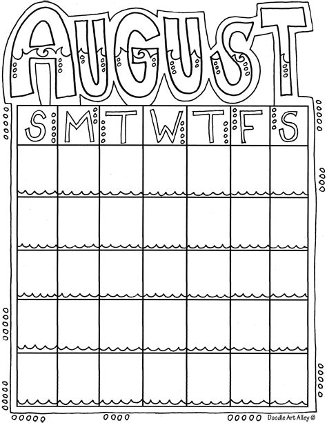 August Blank Printable Calendar Calendar Printables