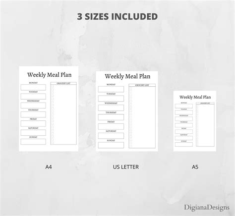 Weekly Meal Plan Printable Pdf Digital Download Etsy