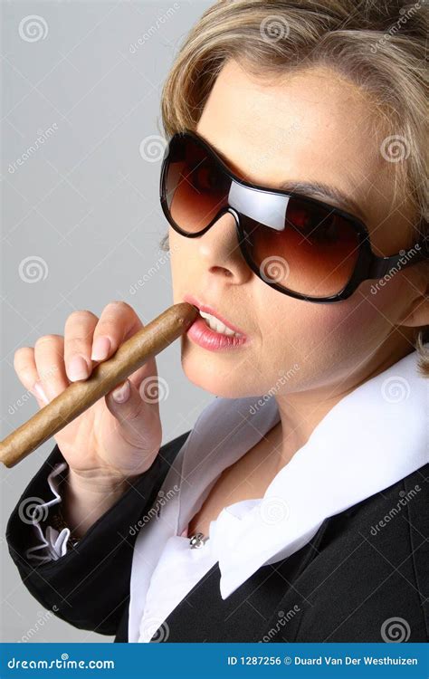 Blond Business Woman Smoking A Cigar Stock Photo Image Of Cigar